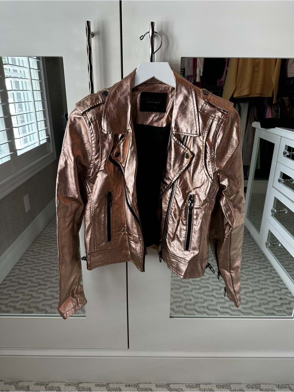 Blank NYC Metallic Rose Gold Moto Jacket
